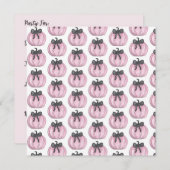 黒いリボンのピンクのカボチャ 招待状 (正面/裏面)