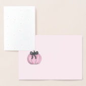 黒いリボンのピンクのカボチャ 箔カード (ディスプレー)