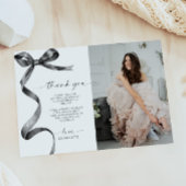 黒いリボンの写真 感謝のメッセージカード 招待状