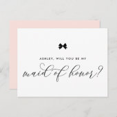 黒いリボンの弓が私のメイド・オブ・オーナー(花嫁付き添い人)カード ポストカード (正面/裏面)