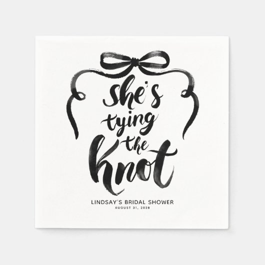 黒いリボンの彼女の結婚前のお祝い スタンダードカクテルナプキン (正面)