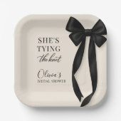 黒いリボンの結婚式パーティー ~彼女が結婚する~ ペーパープレート (正面)