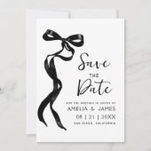  黒いリボンの結婚式 Save The Date 招待状 (正面)