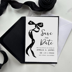 黒いリボンの結婚式 Save The Date 招待状