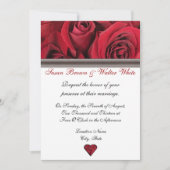 黒いリボンを持つ赤いバラの結婚式招待状 招待状 (正面)