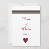 黒いリボンを持つ赤いバラの結婚式招待状 招待状 (裏面)