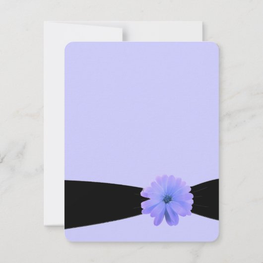 黒いリボン紫の花の日付を保存 セーブザデート (裏面)