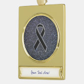 黒いリボン装飾 ゴールドプレートバナーオーナメント (左)