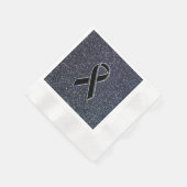 黒いリボン認識度アクセント 縁ありカクテルナプキン (角)