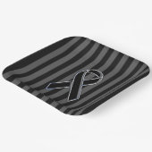 黒いリボン認識度ストライプ ペーパープレート (傾斜あり)