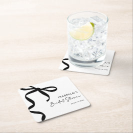 黒いリボン 彼女は結婚する ブライダルシャワー スクエアペーパーコースター