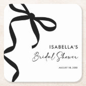 黒いリボン 彼女は結婚する ブライダルシャワー スクエアペーパーコースター (正面)