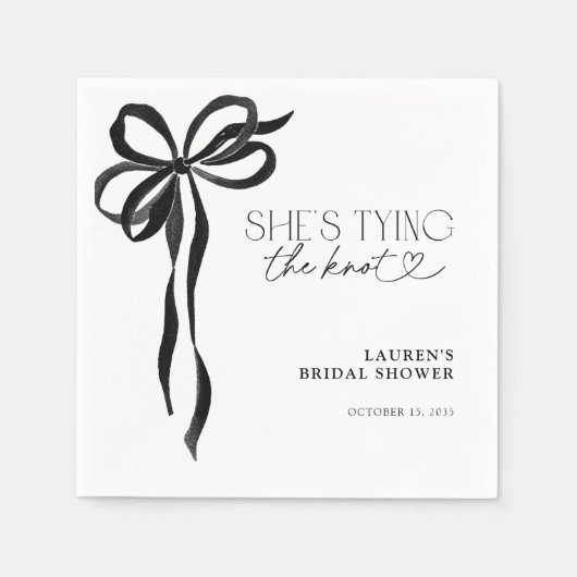 黒いリボン 彼女は結婚する ブライダルシャワー スタンダードカクテルナプキン (正面)