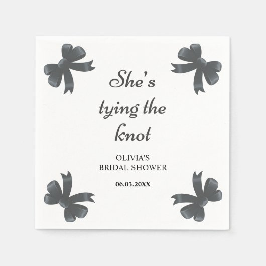黒いリボン 彼女は結婚する ブライダルシャワー スタンダードカクテルナプキン (正面)