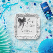 黒いリボン 彼女は結婚する ブライダルシャワー ペーパープレート (パーティー)