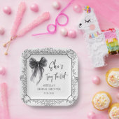 黒いリボン 彼女は結婚する ブライダルシャワー ペーパープレート (パーティー)