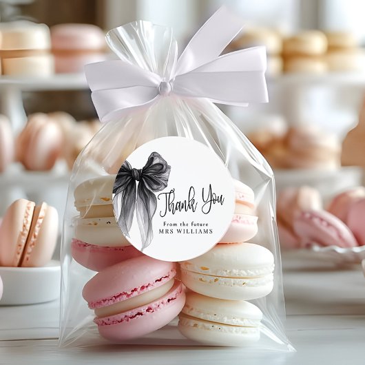 黒いリボン 結婚式のサプライズ 感謝を伝える ラウンドシール