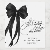 黒いリボン 結婚式の準備中 ブライズシャワー ワインラベル (シングルラベル)