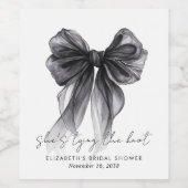 黒いリボン 結婚式前のお祝い ワインラベル (シングルラベル)