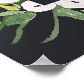 黒いリーフの水彩 ウェディング ウェルカム ポスター (角)