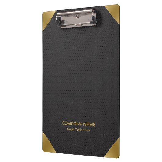 黒いレザーイメージプリント(金ゴールドアクセント付) クリップボード (左)