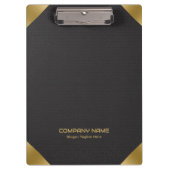 黒いレザーイメージプリント(金ゴールドアクセント付) クリップボード (正面)