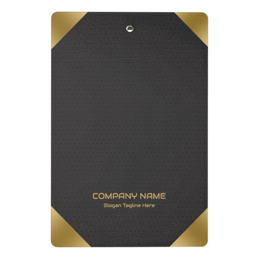 黒いレザーイメージプリント(金ゴールドアクセント付) ミニクリップボード (裏面)