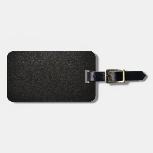 黒いレザーテクスチャ背景 ラゲッジタグ (正面横)