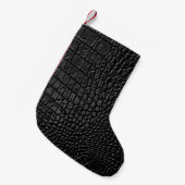黒いレザーテクスチャ スモールクリスマスストッキング (正面 (吊り時))