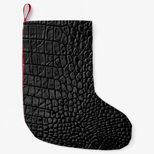 黒いレザーテクスチャ スモールクリスマスストッキング (正面)