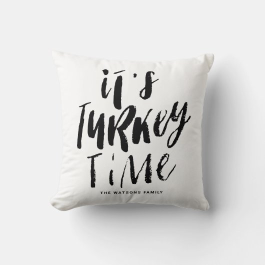 黒いレタリングそれが七面鳥の時間の感謝祭 クッション (正面)