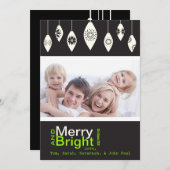 黒いレトロメリーと明るい家族のフォトカード シーズンカード (正面/裏面)