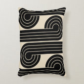 黒いレトロ抽象芸術線 アクセントクッション (正面(垂直))
