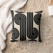 黒いレトロ抽象芸術線 クッション (ブランケット)
