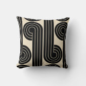 黒いレトロ抽象芸術線 クッション (正面)