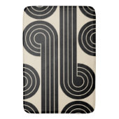 黒いレトロ抽象芸術線 バスマット (正面縦)