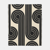 黒いレトロ抽象芸術線 フリースブランケット (正面)