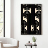 黒いレトロ抽象芸術線 ポスター
