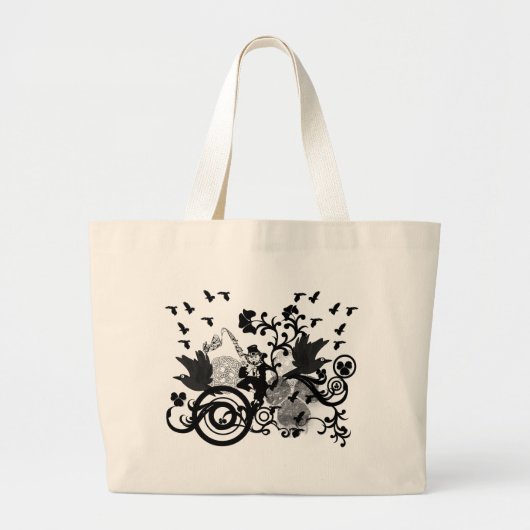 黒いレプラコーン ラージトートバッグ (正面)