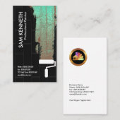 黒いレンガ壁の緑の明るい蛍光ペンキ 名刺 (正面/裏面)