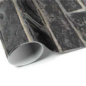 黒いレンガ壁パターン ラッピングペーパー (ロールコーナー)