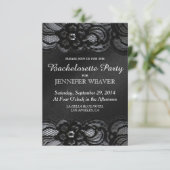 黒いレースおよびサテンのバチェロレッテの招待状 招待状 (スタンド正面)