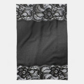 黒いレースおよびサテン キッチンタオル (縦)