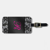 黒いレースおよびサテン ラゲッジタグ (正面横)