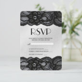 黒いレースおよびサテンRSVP 出欠カード (スタンド正面)