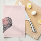 黒いレースおよびバラ キッチンタオル (四つ折り)