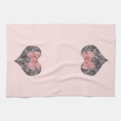 黒いレースおよびバラ キッチンタオル (横)