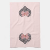 黒いレースおよびバラ キッチンタオル (縦)