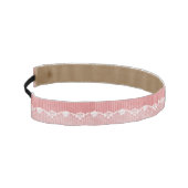 黒いレースが付いているピンクおよび白い背景 アスレチックヘッドバンド (左)