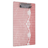 黒いレースが付いているピンクおよび白い背景 クリップボード (右)